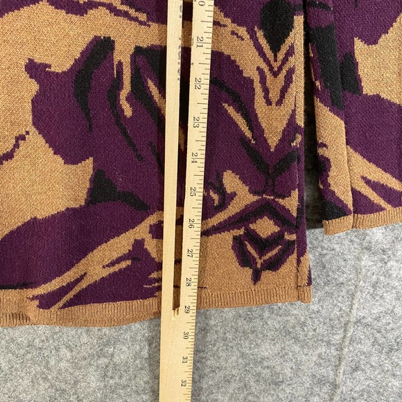 Soft Surroundings Sweater Small Tan Purple Printed Knit Long Sleeve Pullover - Picture 7 of 7